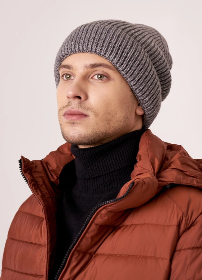 фото Шапка мужская серого цвета модель № MMH10976