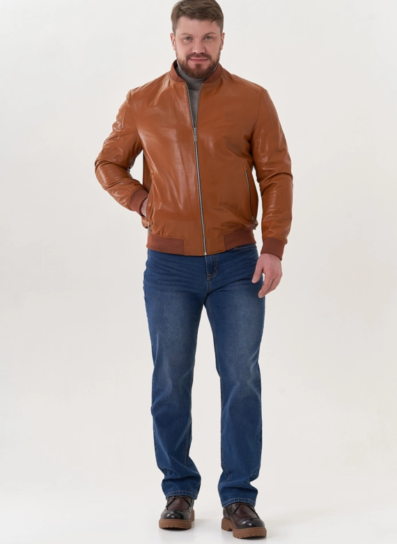 Мужская куртка "бомбер" из натуральной кожи
