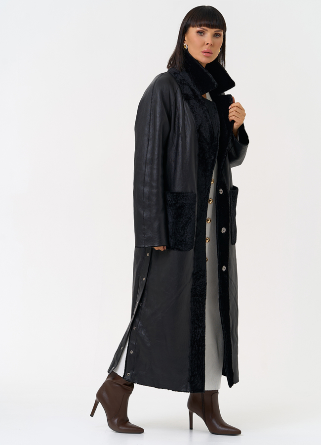 Женская двухсторонняя дубленка с английским воротником модель № 31625 универмаг малина