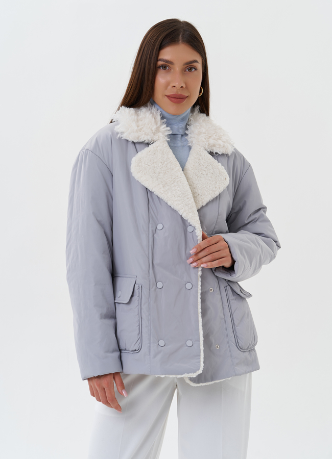 Утепленная куртка с эко мехом модель № 27659 в рассрочку