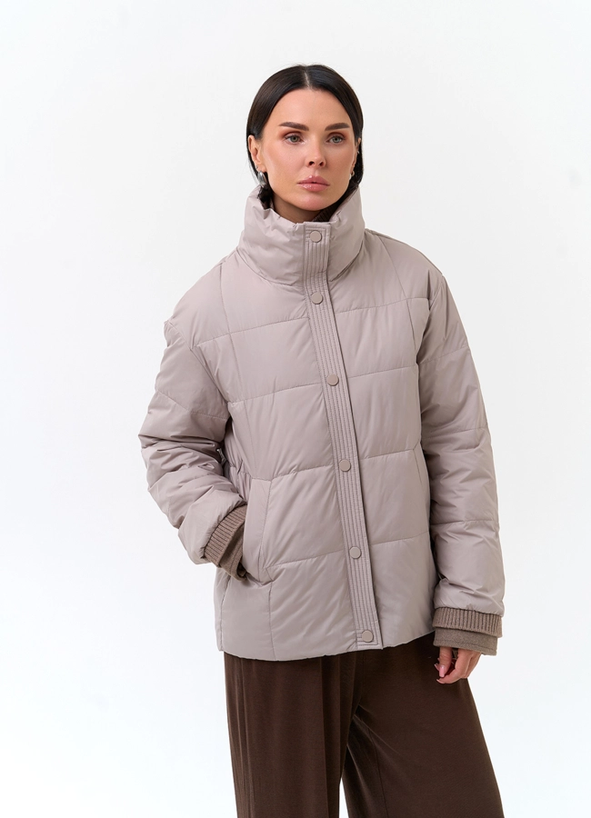 Женская куртка с воротником стойкой модель № 33788 меха малина