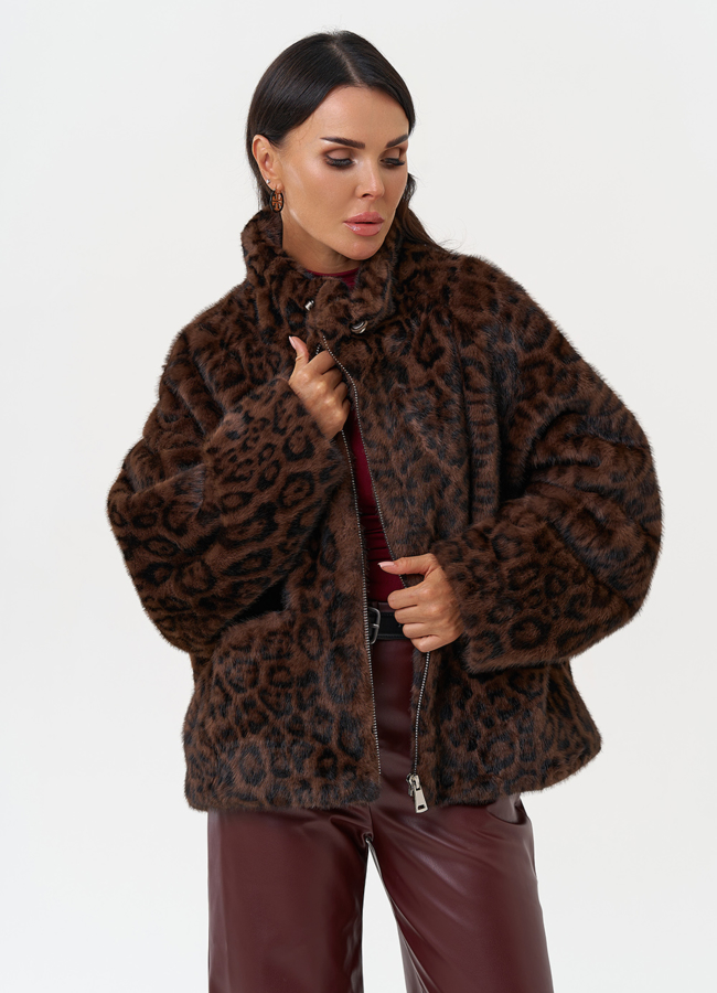 Женская куртка из эко меха с воротником  модель № 31254 универмаг малина