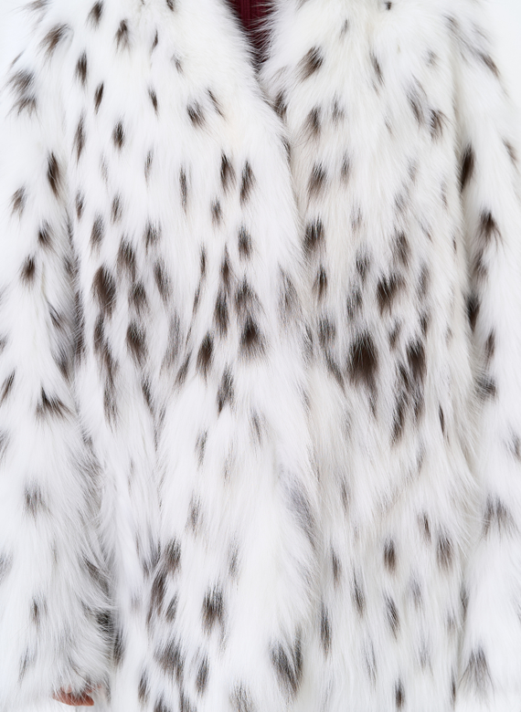 Шуба из лисы с инкрустацией под рысь