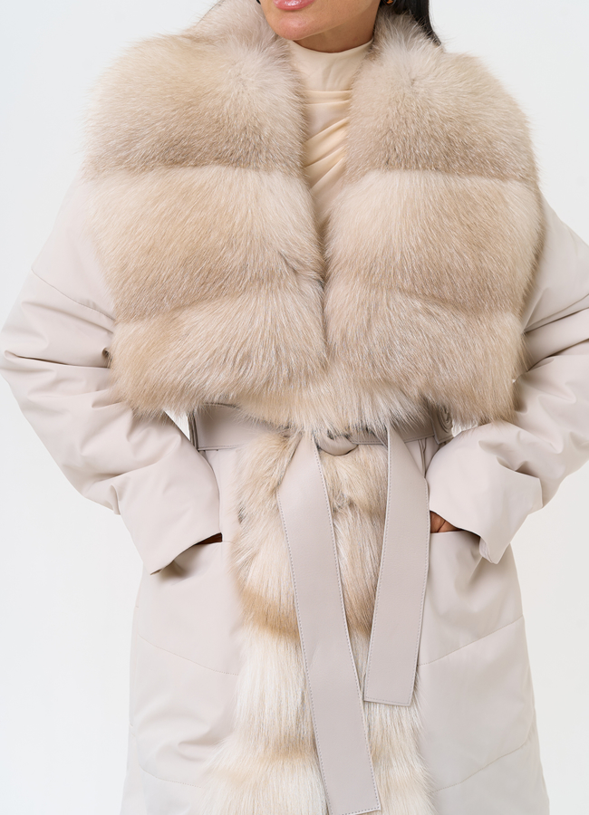 Женское зимнее полупальто с кожаным поясом модель № 31407 универмаг малина