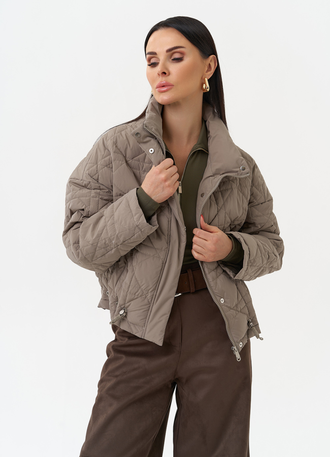 Короткая куртка с воротником стойкой модель № 30033 меха малина