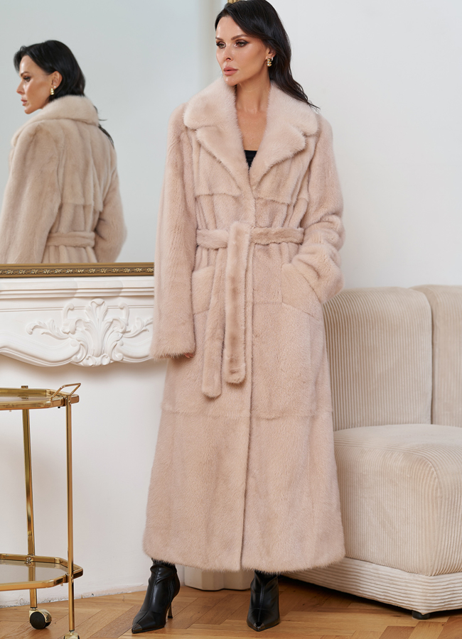 Женская длинная шуба из меха норки модель № 30684 в рассрочку