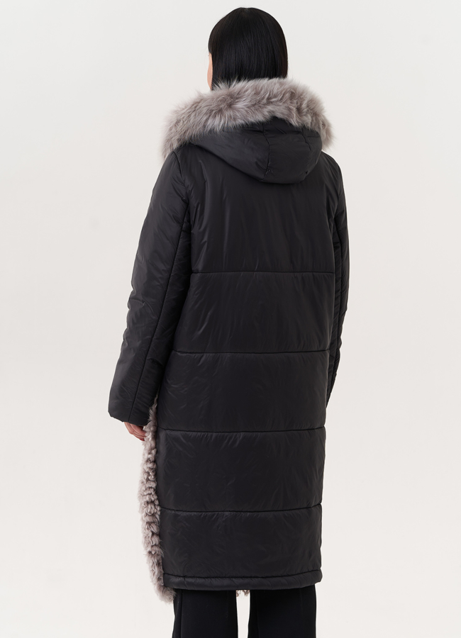 Комбинированный пуховик с овчиной модель № 26911 универмаг малина