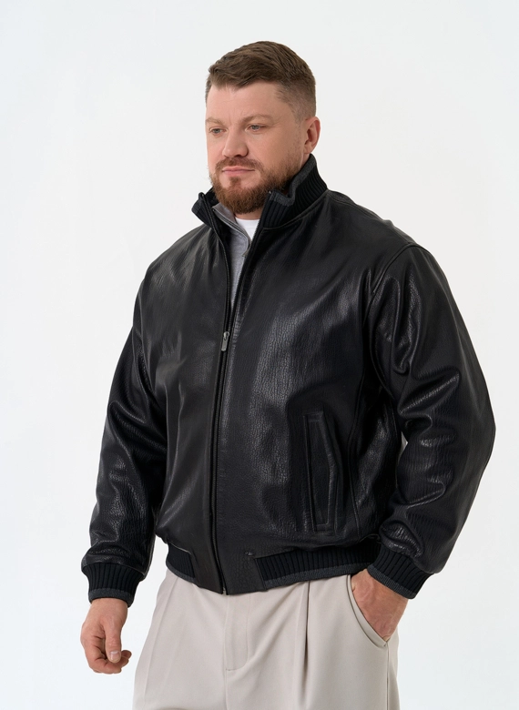 Мужская куртка бомбер из натуральной кожи