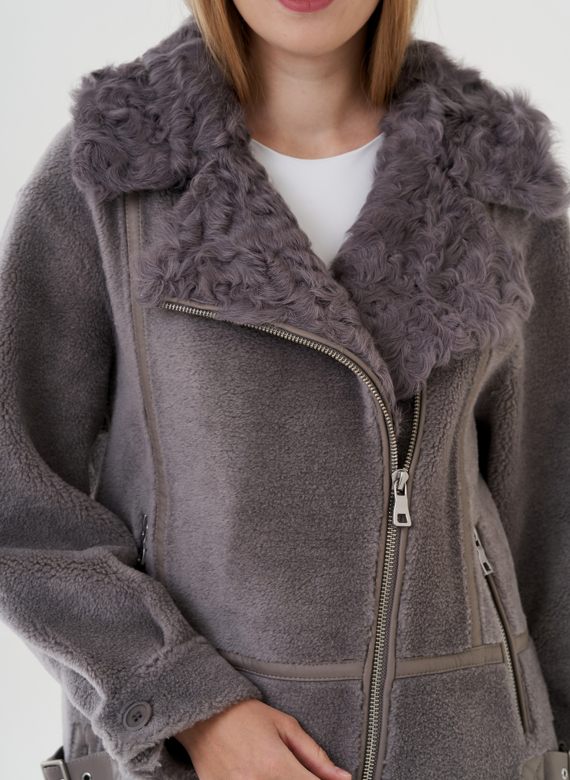 Женская куртка "косуха" из искусственного меха