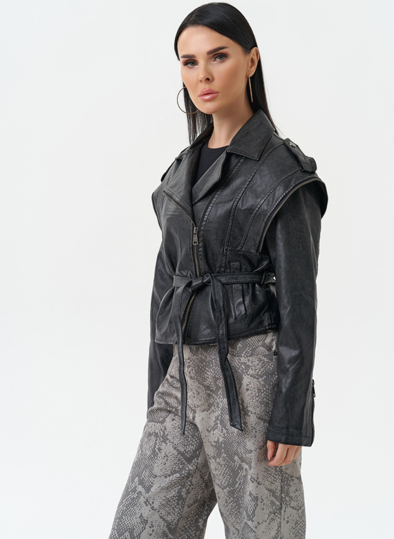 Куртка женская из эко кожи в стиле ретро