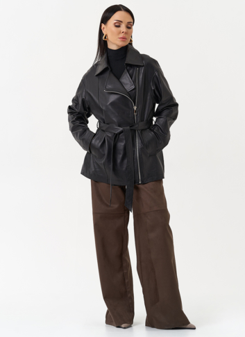 Куртка из натуральной кожи с поясом