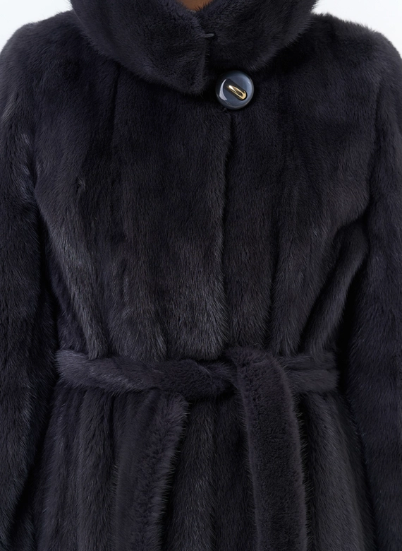 Норковая шуба с поясом