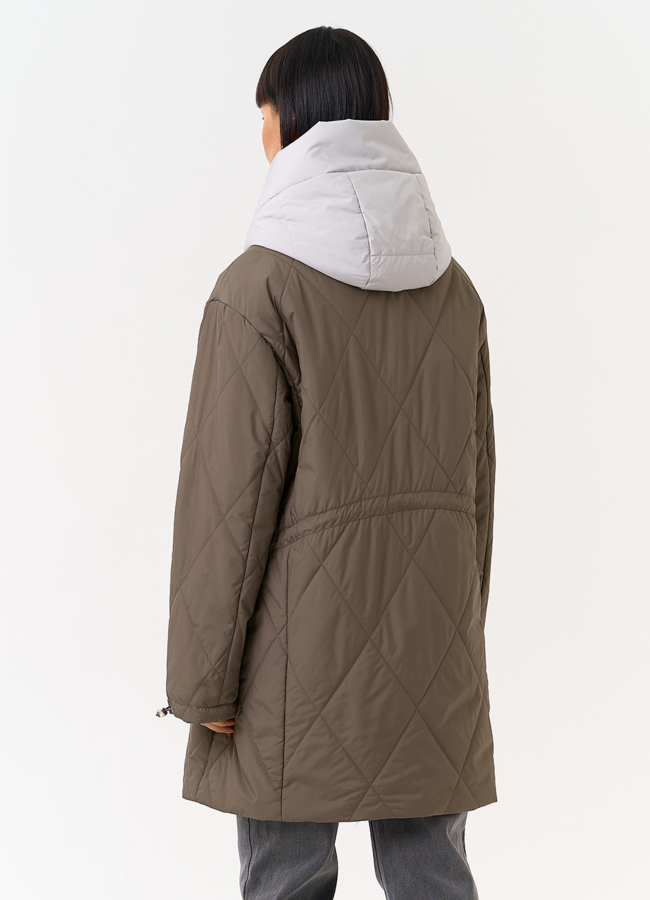 фото Женская удлиненная куртка со съемным капюшоном модель № 31548