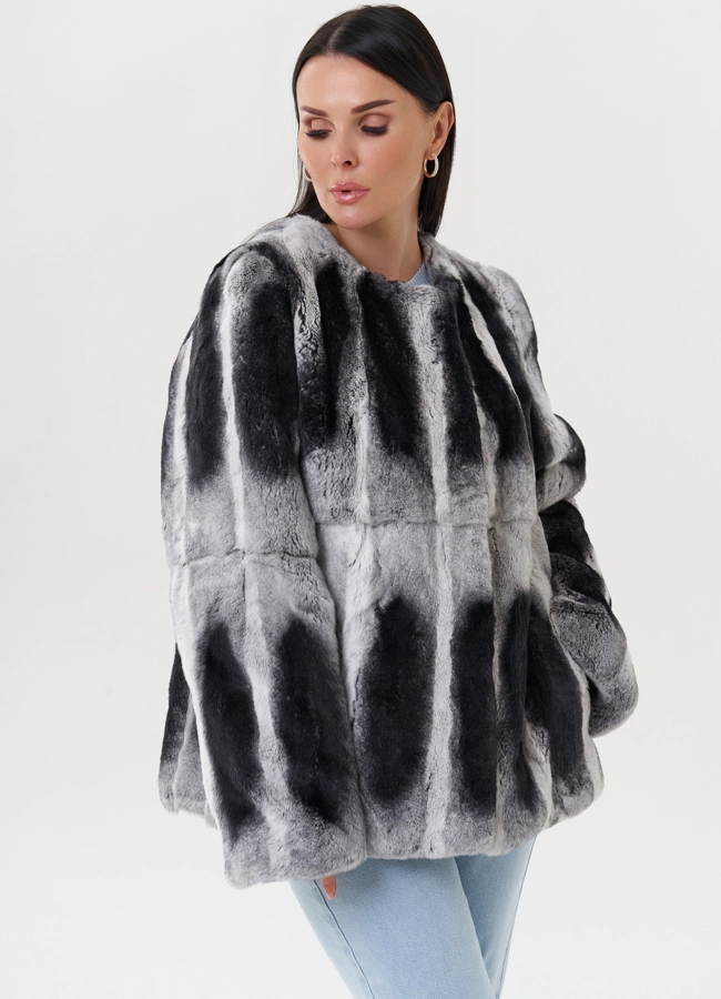 Женская шуба из меха кролика модель № 27631 меха малина