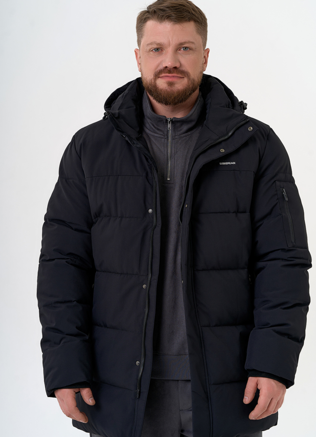 Мужской пуховик с капюшоном  модель № 31475 меха малина