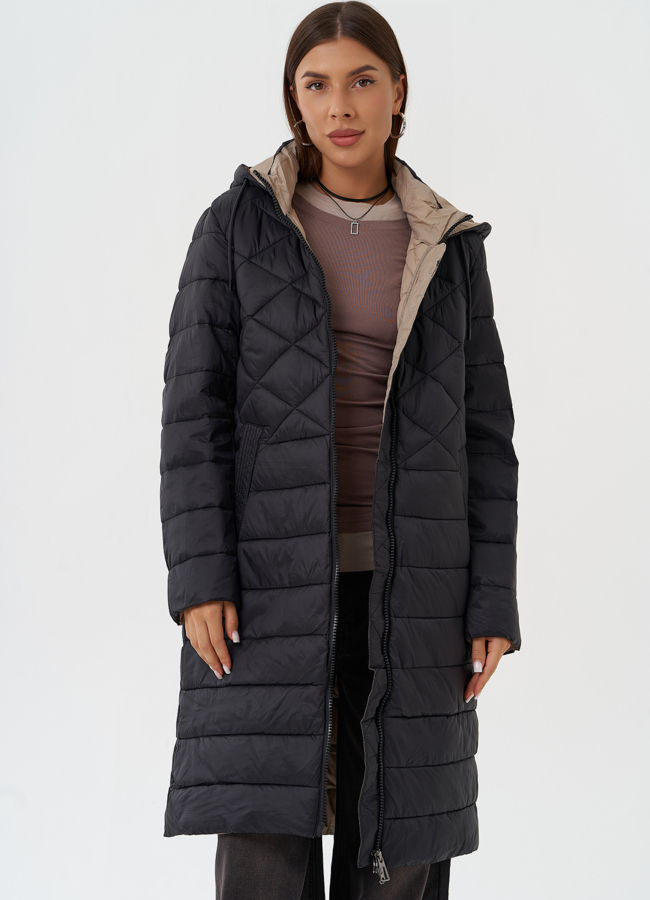 Стеганый пуховик с капюшоном модель № 28293 универмаг малина