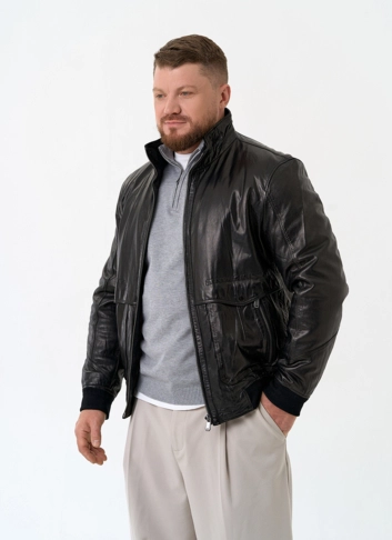 Мужская утепленная куртка из натуральной кожи